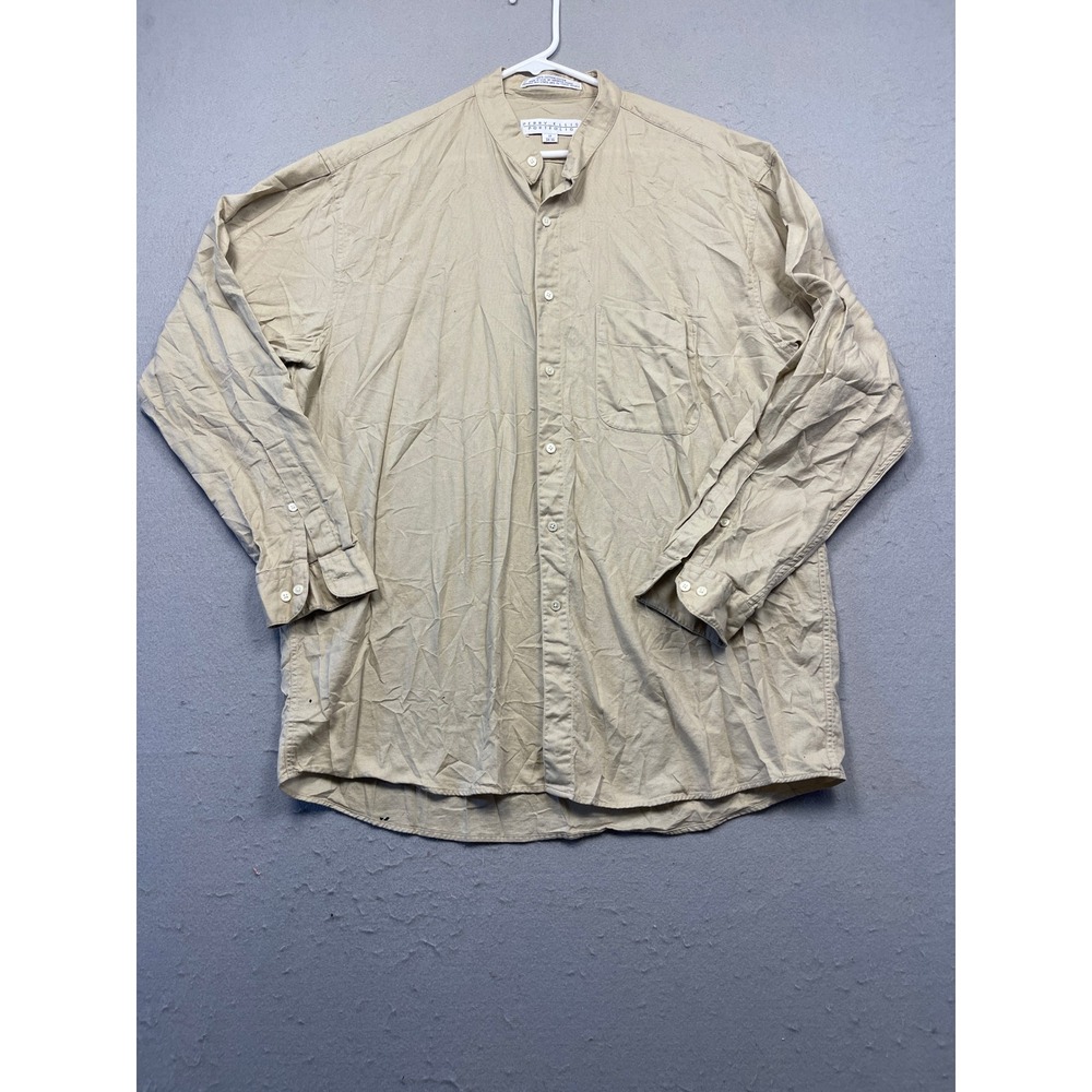 Perry Ellis Portfolio Shirt Cotton Tan 17 34-35 Mens